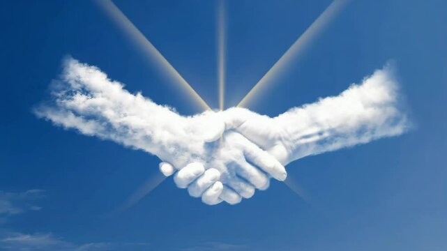 Cloud Hands Shaking in Sky: Unity and Peace Concept