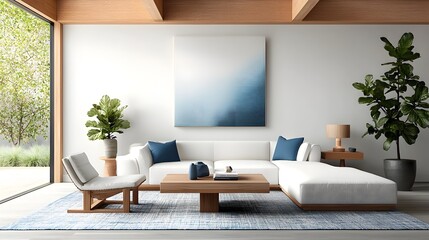 Rustic farmhouse inspired living room with minimalist decor