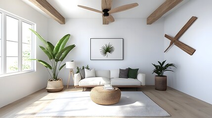 Rustic farmhouse inspired living space with eclectic decor