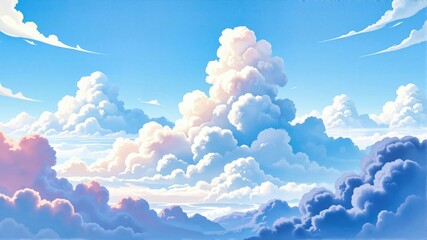 Dreamy Sky with Fluffy Clouds and Soft Light