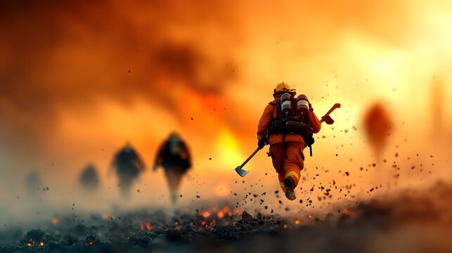 Firefighters battling a raging wildfire