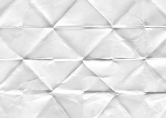 Folded white crumple paper texture isolated.