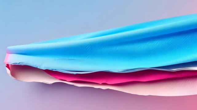 Tube of toothpaste with a pink and blue stripe is displayed on a blue background. The tube is long and narrow, with the pink and blue stripes running along its length