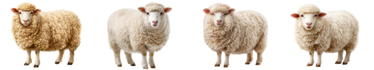 Fototapeta premium Four Distinct Sheep Variations Showcasing Unique Wool Textures