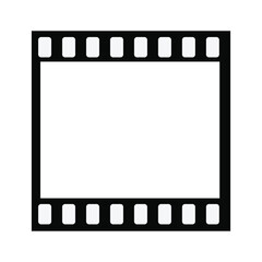 Black film frame icon in flat style