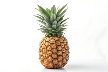 Fototapeta premium Ripe Pineapple Fruit on White Background, Tropical Food, Vitamin C