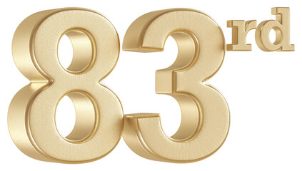 83rd Anniversary Golden Number 3D Illustration