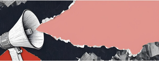 vector illustration of a megaphone and paper frame cutting paper art