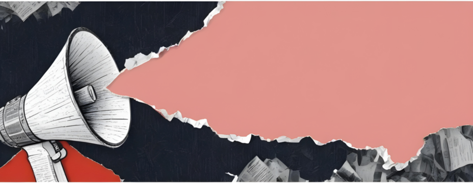 vector illustration of a megaphone and paper frame cutting paper art