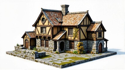  Traditional Cottage with Stone and Wood Design
