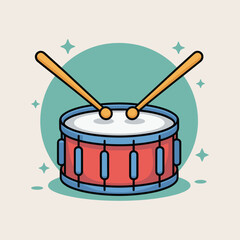 Cartoon drum set with sticks isolated on white background