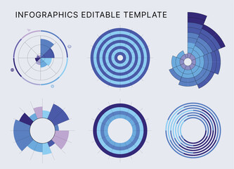 Circle Chart Business Infographic Editable Template for Extensive Data Visualization. Simple creative Infographic vector elements, charts, diagrams, steps and options for Business Presentation.