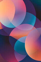 A series of overlapping circles in a rich color palette, filled with varying gradient transitions that create a dynamic, three-dimensional effect