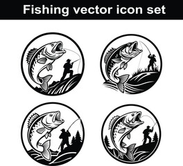 Fototapeta premium Fishing Vector icon set
