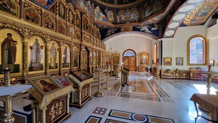 Obraz premium Interior of the Russian Orthodox Church of St. Michael the Archangel, Alicante, Mediterranean, sea, coast