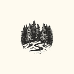 Obraz premium small path in the middle of the forest design vector template illustration