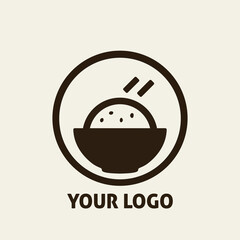 Simple Bowl of Rice Food Logo with Chopsticks – Minimalist Restaurant or Asian Cuisine Branding Icon