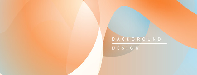 Abstract shapes overlap, creating soft gradients. Warm orange blends into cool blue. Minimalist design for backgrounds, presentations.