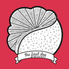 The First Day of 6 Creation Days of God Bible Story Cartoon Digital Stamp 