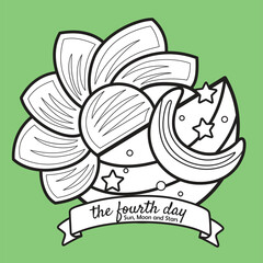 The Fourth day of 6 Creation Days of God Bible Story Cartoon Digital Stamp 