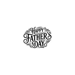 Elegant black silhouette design celebrating happy fathers day with decorative flourishes