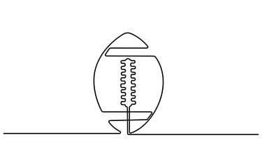 One continuous line drawing American football. sport  concept, Continuous one line drawing of Rugby ball. Modern continuous line draw design graphic vector illustration. American football ball Game.