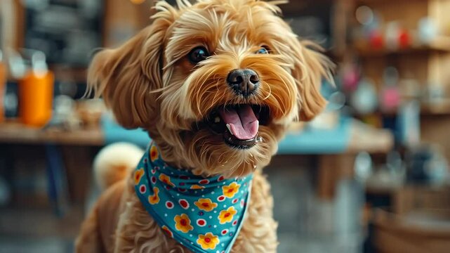 yorkshire terrier at grooming session in veterinary clinic video concept pet care animal health grooming services

