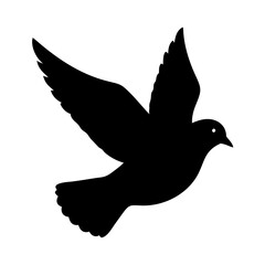 Flying dove black silhouette illustration isolated on transparent svg