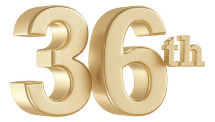 Obraz premium 36th Anniversary Golden Number 3D Illustration