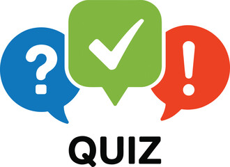 Quiz Game Logo with Colorful Speech Bubbles and Bold Text – Flat Minimalist Design