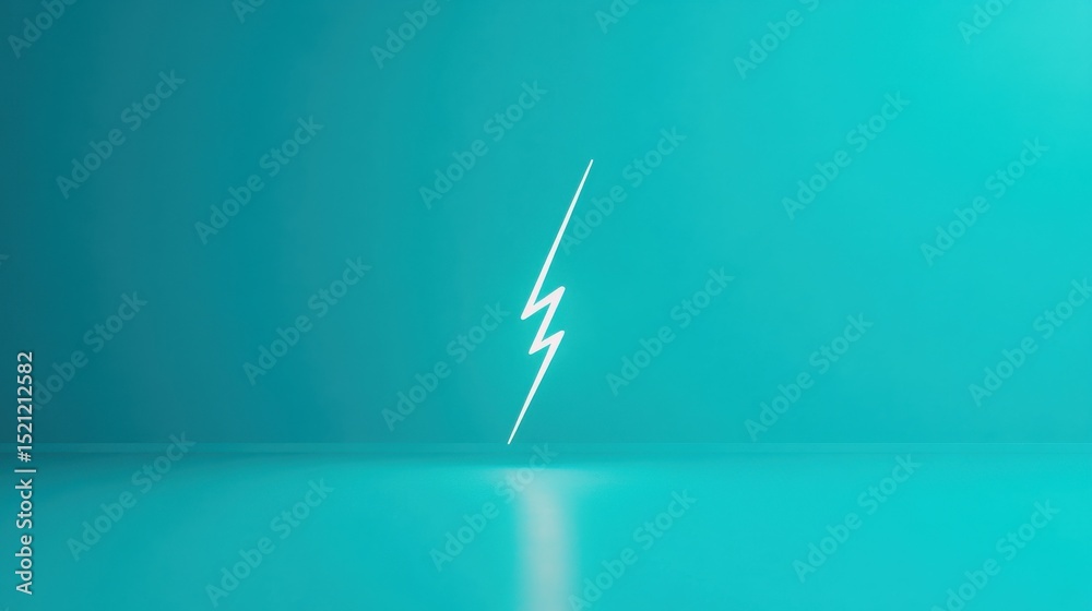 Poster lightning bolt symbol on plain teal background in studio