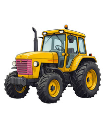 Fototapeta premium Yellow Tractor with Transparent Background, Farming Graphic