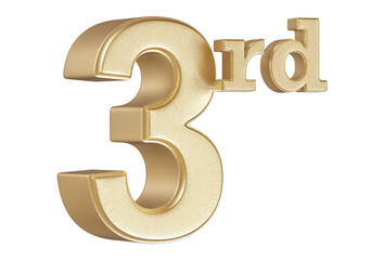 3rd Anniversary Golden Number 3D Illustration