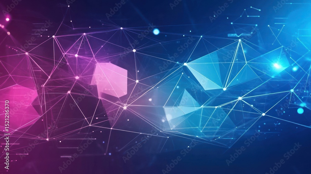 Wall mural abstract network design with interconnected geometric shapes.