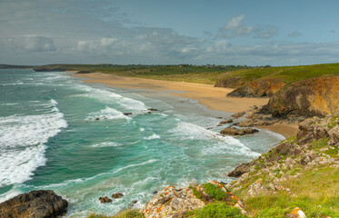 Les vagues de la pLage de la Palue dans la Presqu'île de Crozon en Bretagne