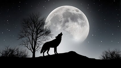 wolf howling at full moon
