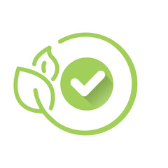 Check leaf logo, vegetarian label, eco friendly, quality vegan green eco element organic symbol.