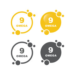 Omega 9 gold icon, Vitamin drop, pill, capsule. 