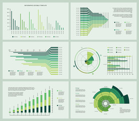 Business Infographic Editable Templates for Extensive Data Visualization. Simple creative Infographic vector elements, charts, diagrams, timeline, steps and options for Business Presentation.