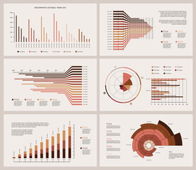 Business Infographic Editable Templates for Extensive Data Visualization. Simple creative Infographic vector elements, charts, diagrams, timeline, steps and options for Business Presentation.