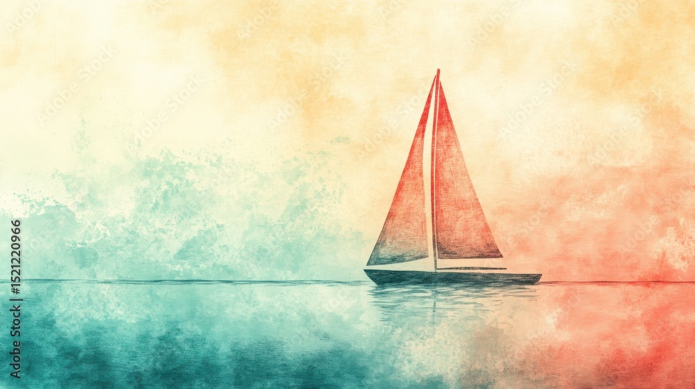 Poster sailboat sailing on calm ocean during serene daytime