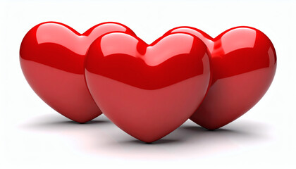 Red hearts isolated on white background, romantic love symbols, Valentine’s Day design, cute heart icons, flat style red hearts, isolated vector hearts, love and romance graphics, white background hea