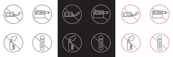 No vaping icon. High resolution icon. Vector for websites, mobile interfaces, presentations, banner, visual branding etc. Vector illustration. isolated on white and black background. EPS 10