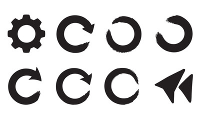 Obraz premium Set of black brush stroke icons for web application and design elements