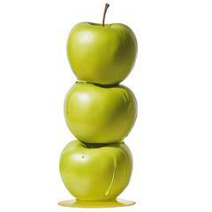 Stack of green apples showcasing balance
