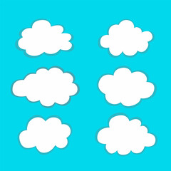 Fototapeta premium Whimsical Cartoon Clouds on a Bright Blue Sky Background – Fun Vector Illustration