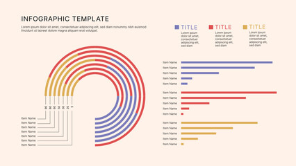 Circle Chart Business Infographic Editable Template for Extensive Data Visualization. Simple creative Infographic vector elements, charts, diagrams, steps and options for Business Presentation.