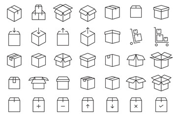 Set Boxes Vector Outline Icons.  Box symbol.