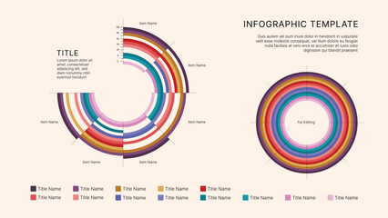 Circle Chart Business Infographic Editable Template for Extensive Data Visualization. Simple creative Infographic vector elements, charts, diagrams, steps and options for Business Presentation.