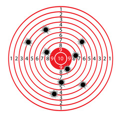 Targets life size with holes from bullets blank mocap for shooting from machine guns and pistols. Vector